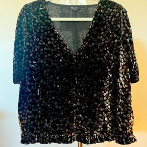 Split Sleeve Velvet Top